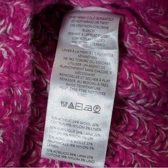 Anthropologie Pilcro Pink Chunky Knit Mock Neck Sweater Side Slits Oversized S - Picture 4 of 7